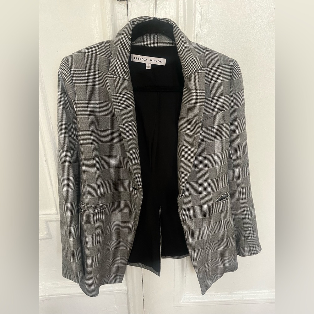 Rebecca Minkoff Charcoal Checkered Blazer